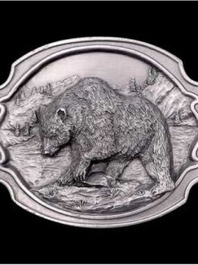 Grizzly Bear Solid Steel Buckle # E-30 by Siskiyou Buckles